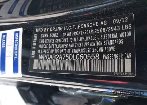 2013 Porsche Panamera S from USA, damaged, VIN WP0AB2A75DL060558